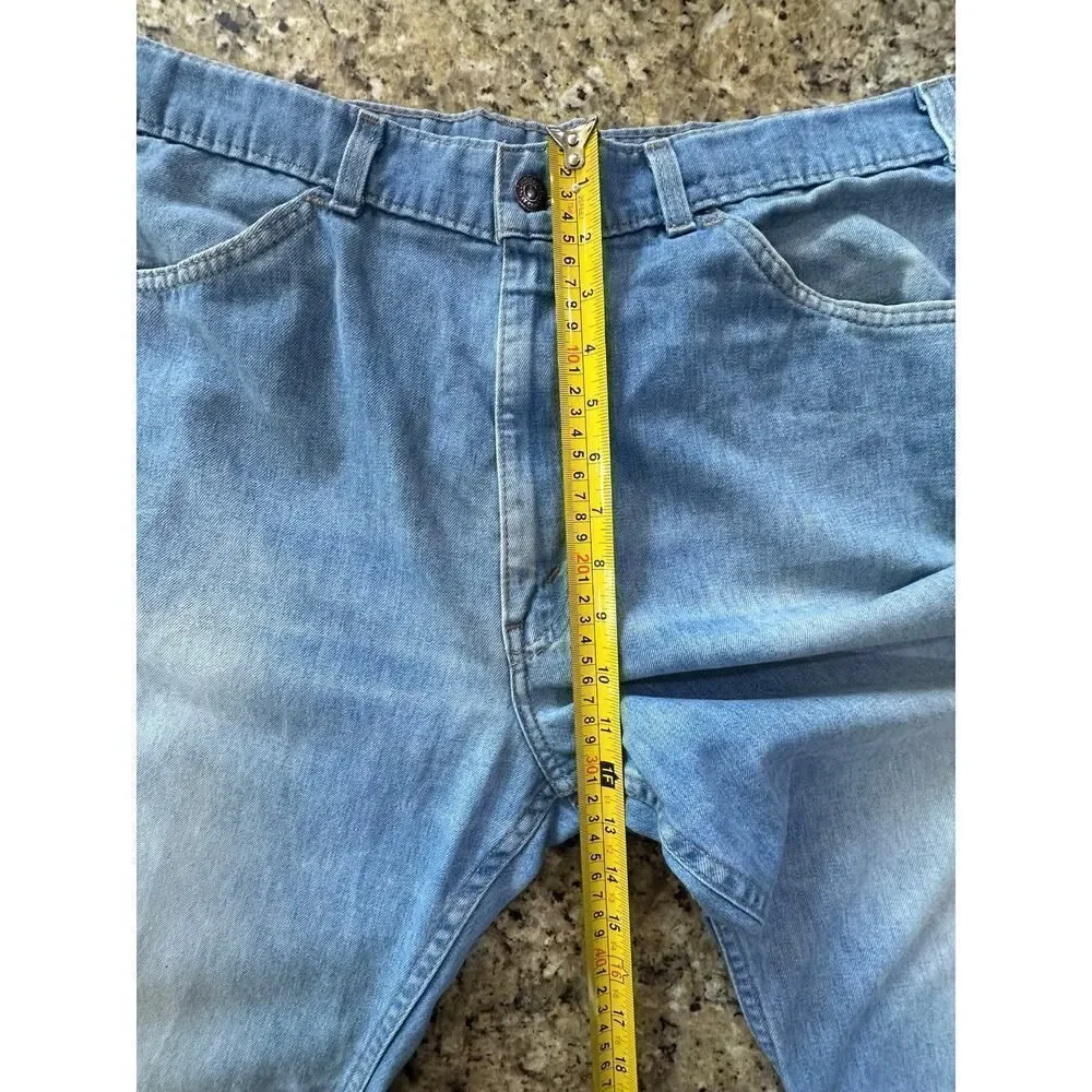 VINTAGE 70s Levi’s Orange Tab Bootcut Wide Leg Light Wash Denim Jeans Men 36x29